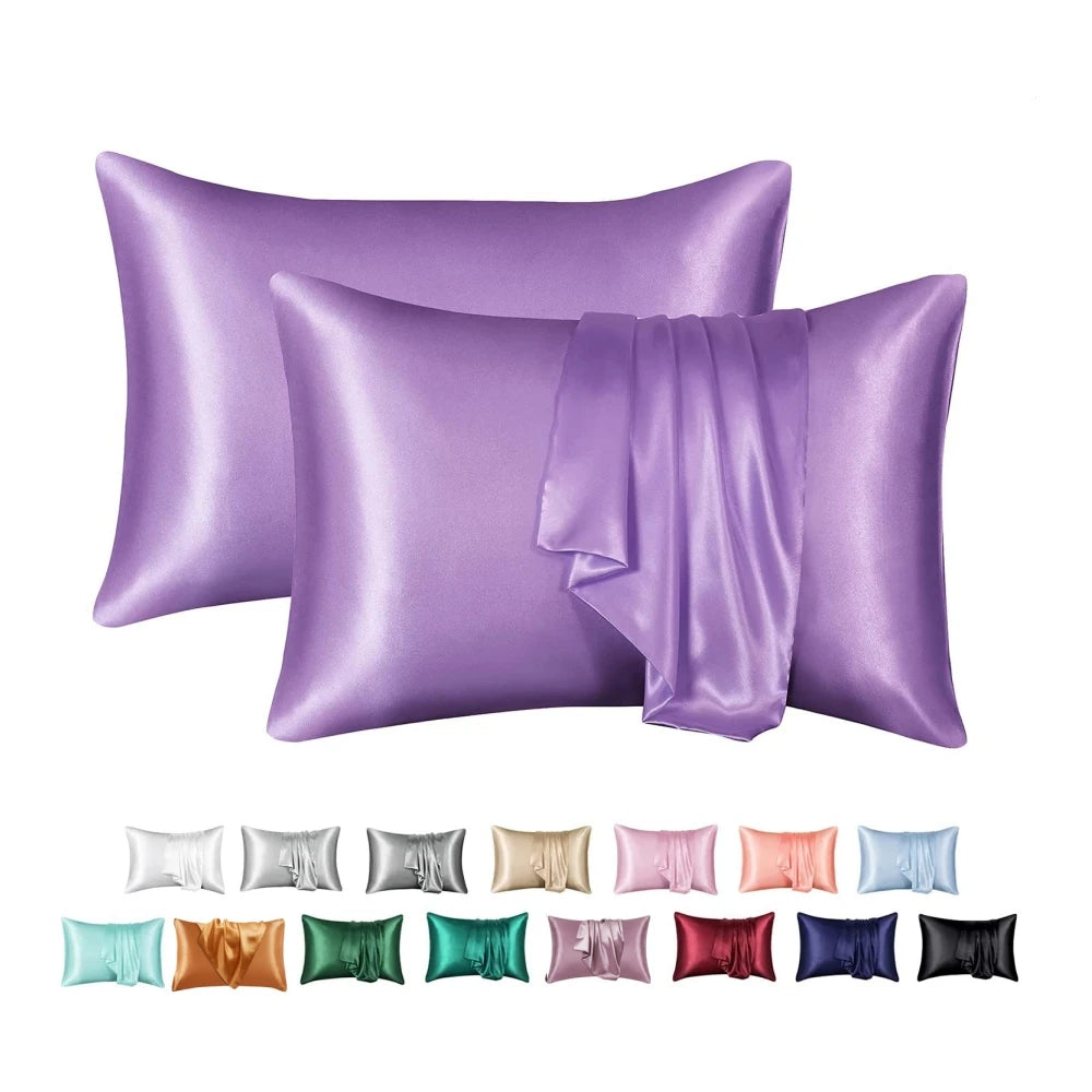 protège oreiller moderne soie brillante housse protection lit élégante couleur unie