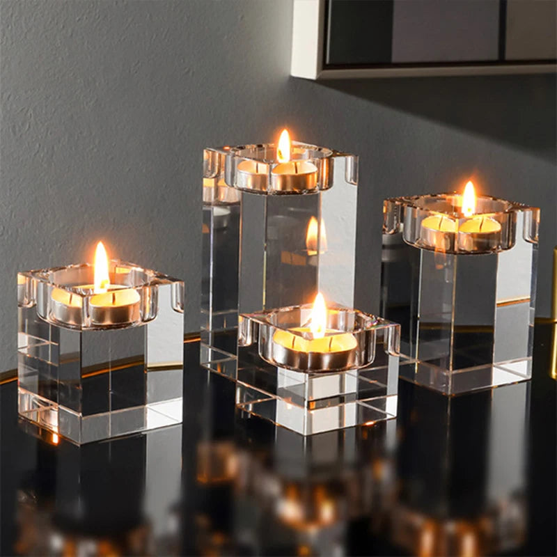 supports bougie modernes transparents cube adhésif décoration maison bougie assortie petite chauffe plat
