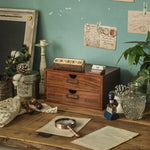 organisateur vintage commode tiroirs bois marron clair rétro poignées métalliques rangement