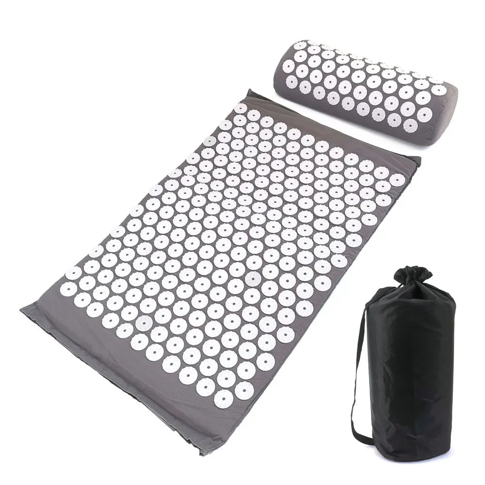 tapis massage acupuncturé violet bleu marine vert rondelles blanches moderne sac rangement