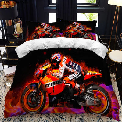Housse de couette moto 190x90 pour garçon design motocross cartoon