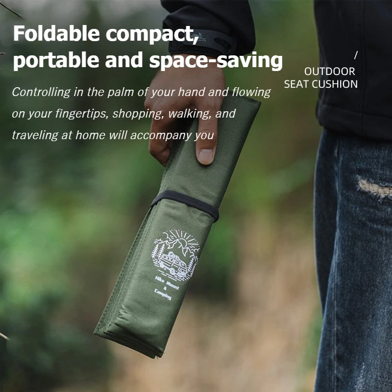 coussin siège pliable vert olive imprimé blanc mousse épais résistant humidité camping portable pratique
