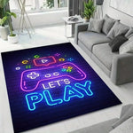 tapis moderne abstrait manettes jeu lettres start game let's play floral