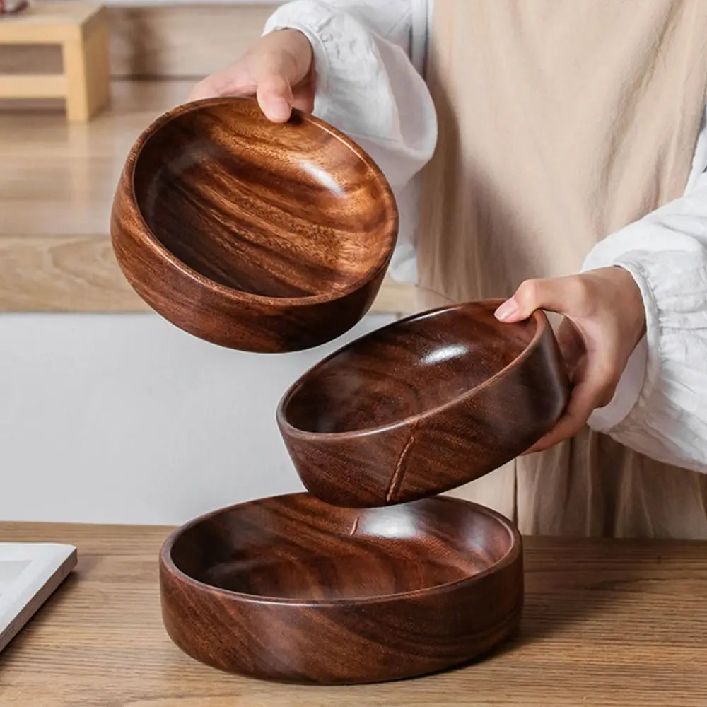bol bois marron grain naturel rustique facile nettoyer saladier dessert