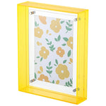 cadre photo moderne acrylique transparent floral bleu orange vert rose clips mural