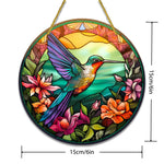décoration extérieure oiseau verre soufflé art deco multicolore cordelette fleurs transparent