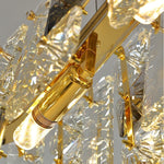 suspension lumineuse moderne or cristaux transparents luxueux suspension câbles métalliques
