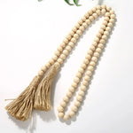 bracelet boho chic bois blanc franges coton beige
