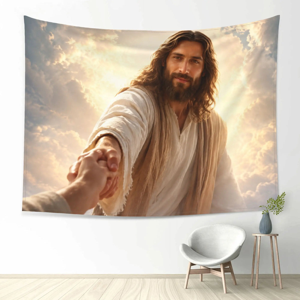 décoration murale religieuse portrait jésus christ tapisserie polyester classique chambre salon