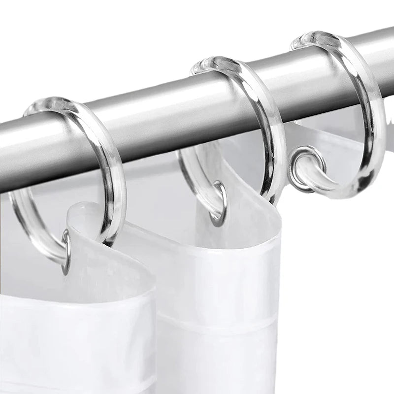 anneaux rideau transparent blanc modernes 12 pièces métal douche tringle