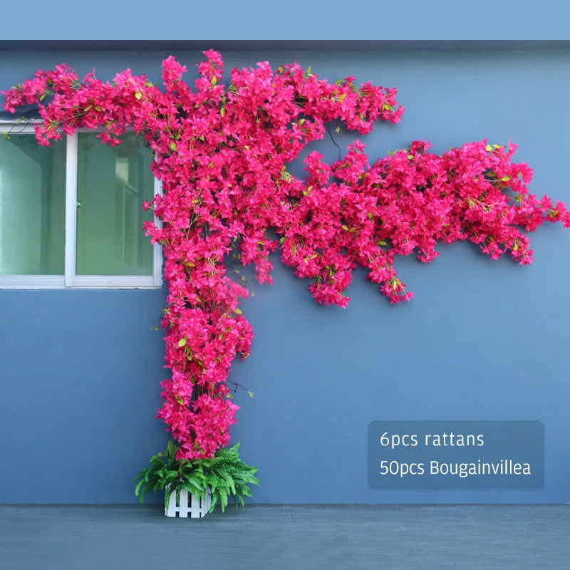 Guirlande artificielle fleurs bougainvillier rose moderne extérieur décoration maison événement festive