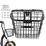 panier avant vélo acier noir couvercle treillis classique utilitaire fixations boulons