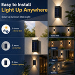 lampe murale solaire extérieure led up down 10 led moderne panneau solaire texturé murale
