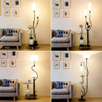 lampe sol moderne tablette motif floral blanc noir décointérieur