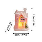 ornement noël miniature maison lumineuse rose brique neige toit fenêtres porte guirlandetoyshop