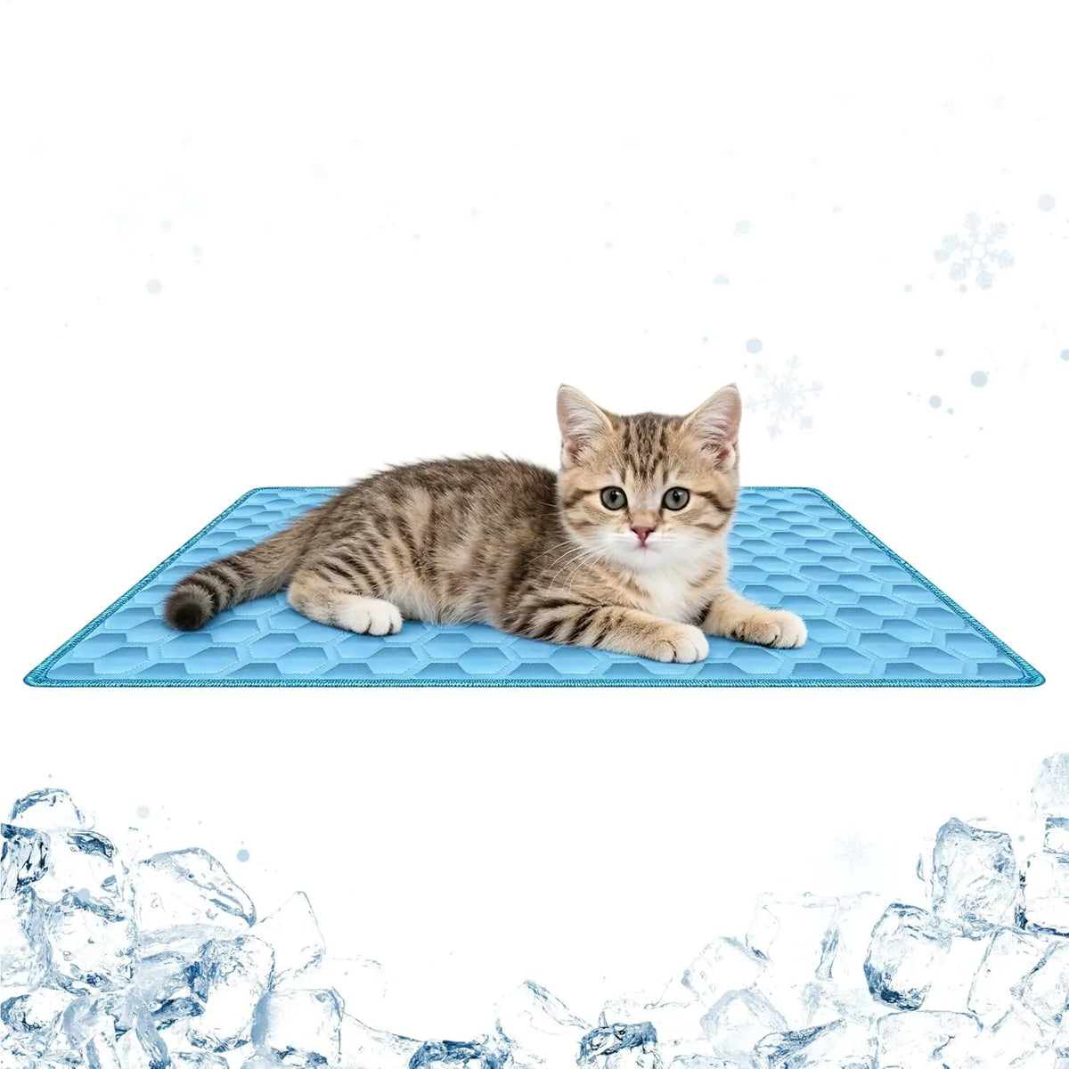 tapis refroidissement bleu hexagones moderne respectueux environnement chiens puppies kennel camping voyage