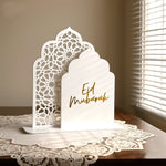 décoration murale arches géométriques islamiques blanc or ramadan eid mubarak festive