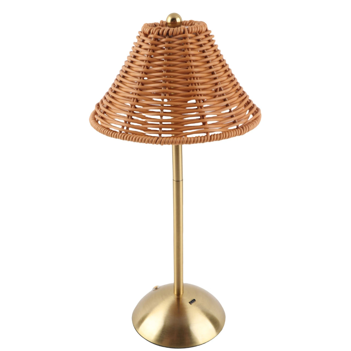 lampe table rechargeable led marron clair tissage rotin moderne rustique basse consommation adjustable