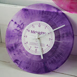 horloge murale moderne abstraite violet rose vert marbrée sans piles salon chambre coucher