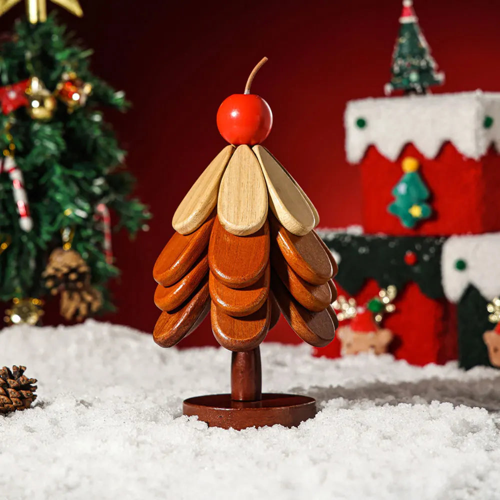 décoration noël arbre bois feuilles moderne minimaliste étoile cerise marronclair marronn foncé beige
