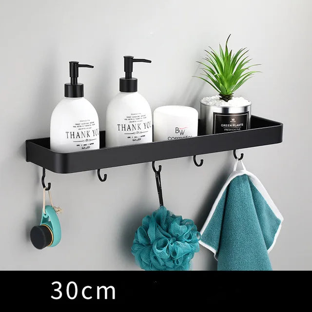 étagère murale salle bain blanche aluminium porte serviette porte brosse dents