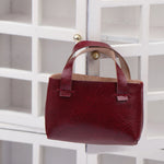 sac main miniature blanc marron texture tissée poignées détachables accessoire poupée classique simple 12