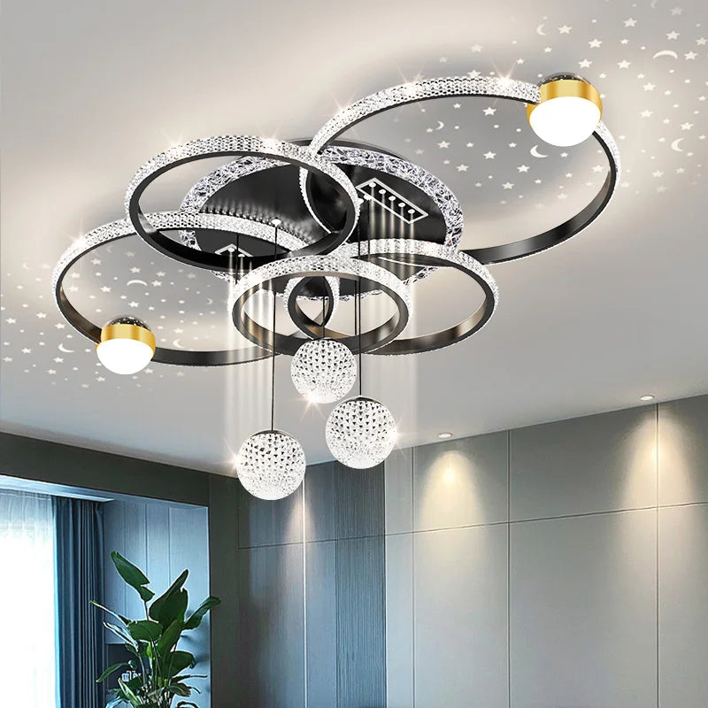 lustre moderne argenté doré cristaux scintillants éclairage chambre salon entrée moderne luxueux