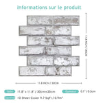 panneaux muraux decoratifs 3d imitant briques blanc gris modernes impermeables 10 pieces pvc adhhesifs