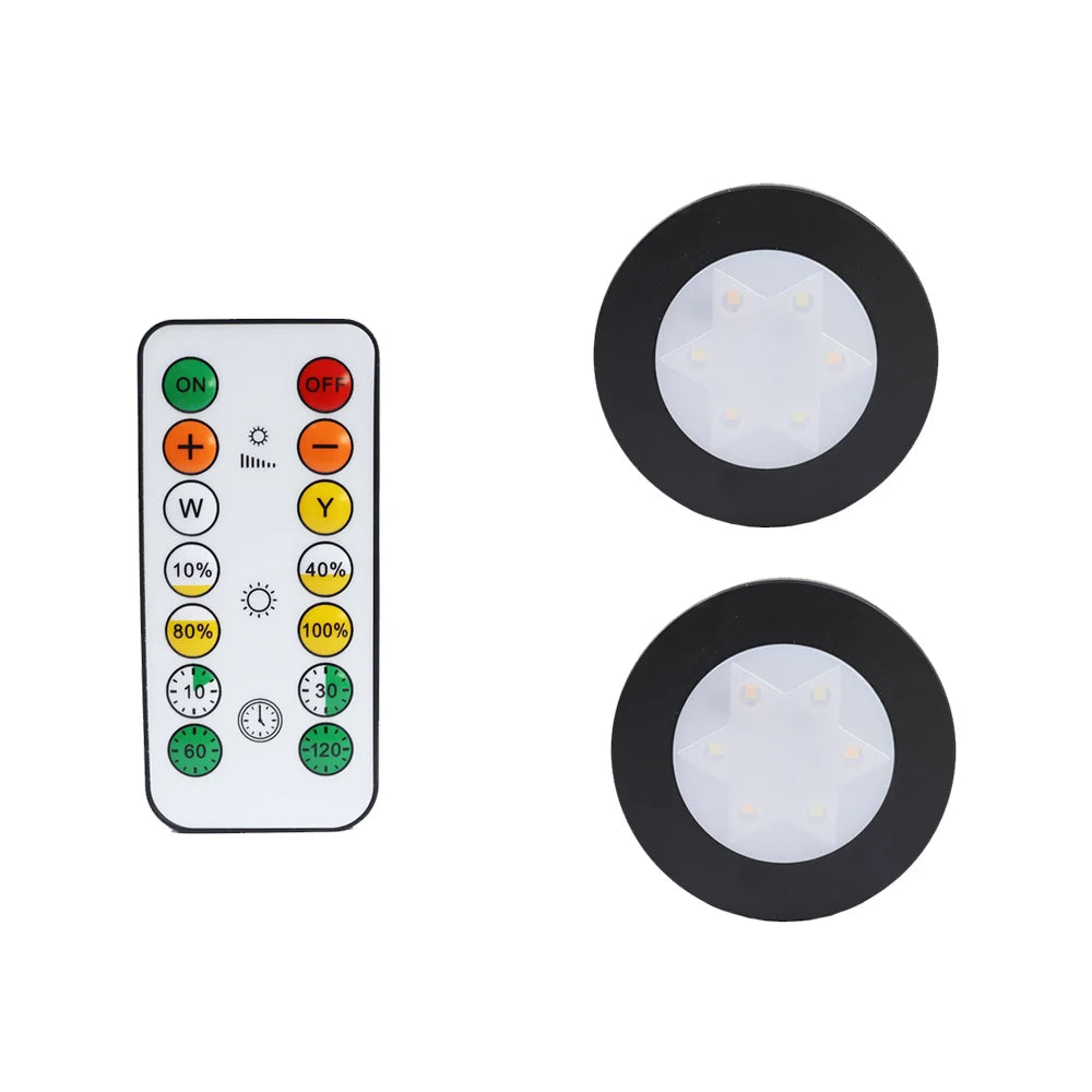 lampe led ronde noir blanche télécommande éclairage nuit chambre placard rechargeable batterie sèche moderne