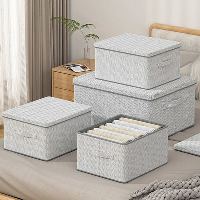 Boîte de rangement empilable gris clair avec couvercle