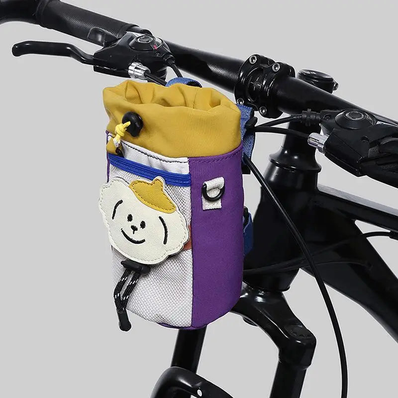 sacoches vélo guidon sangles élastiques ours grenouille patches couleurs ludiques enfants