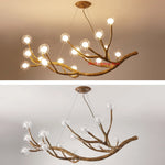 Suspension lumineuse moderne dorée branches naturelles translucides ampoules led g4