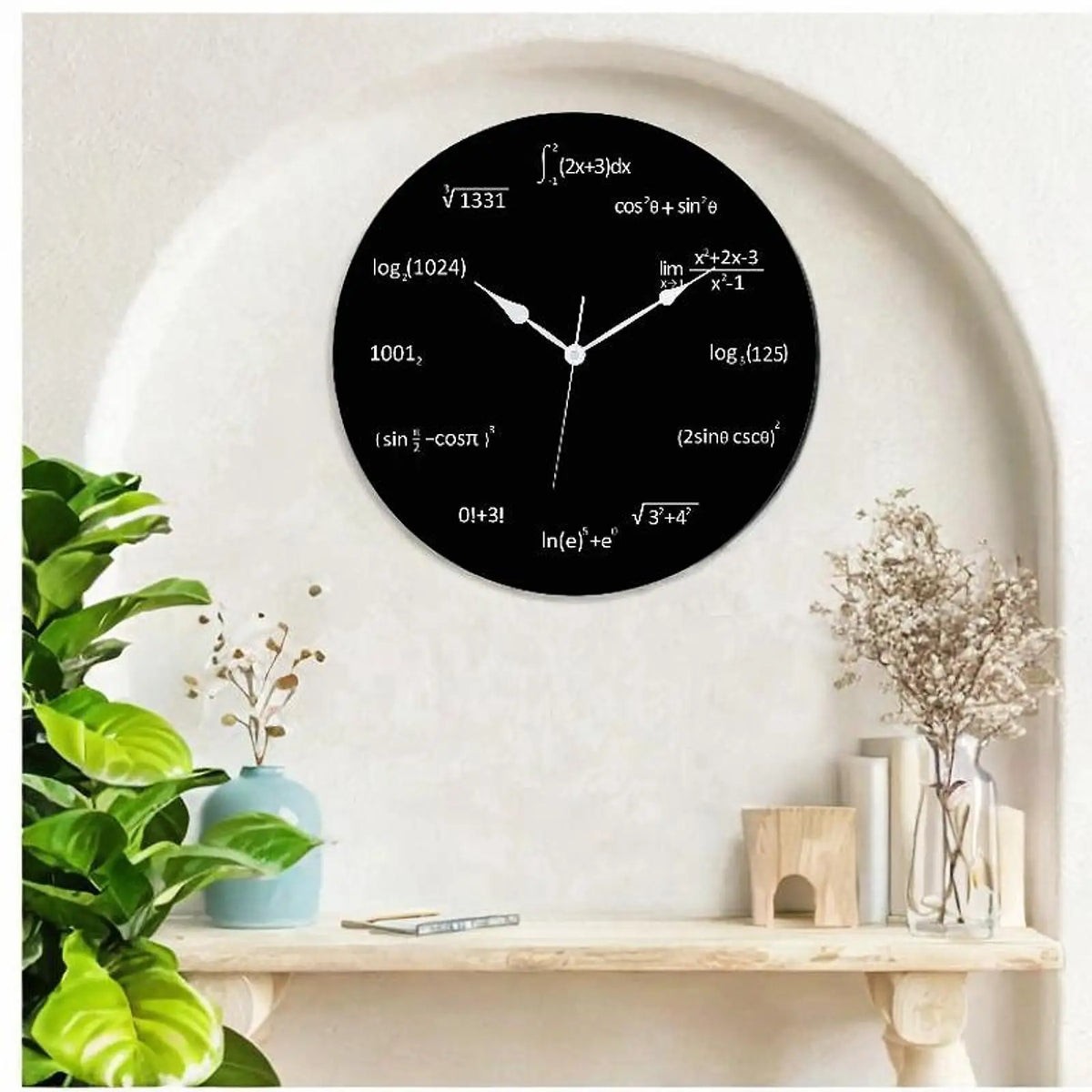 horloge murale formules mathématiques noire décor moderne sans tic tac chambre salon