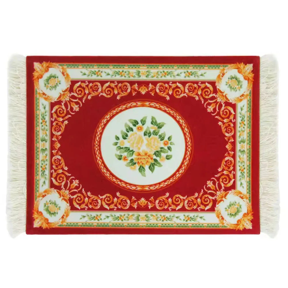 tapis sol persan motif floral classique franges décoration intérieur maison
