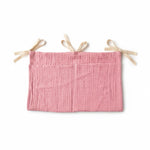 sac rangement lit bébé coton beige bleu rose simple rubans sécurité