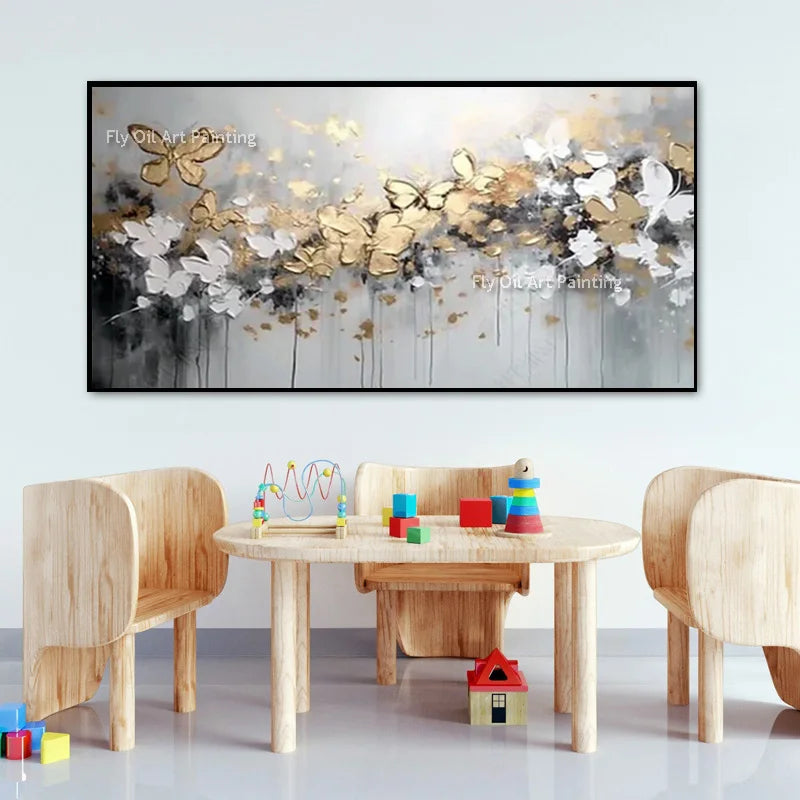 peinture l'huile abstraite contemporaine multicolore géométrique sans cadre horizontal