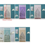 rideau porte décoration dentelle pompons auto adhésif blanc beige violet vertclair