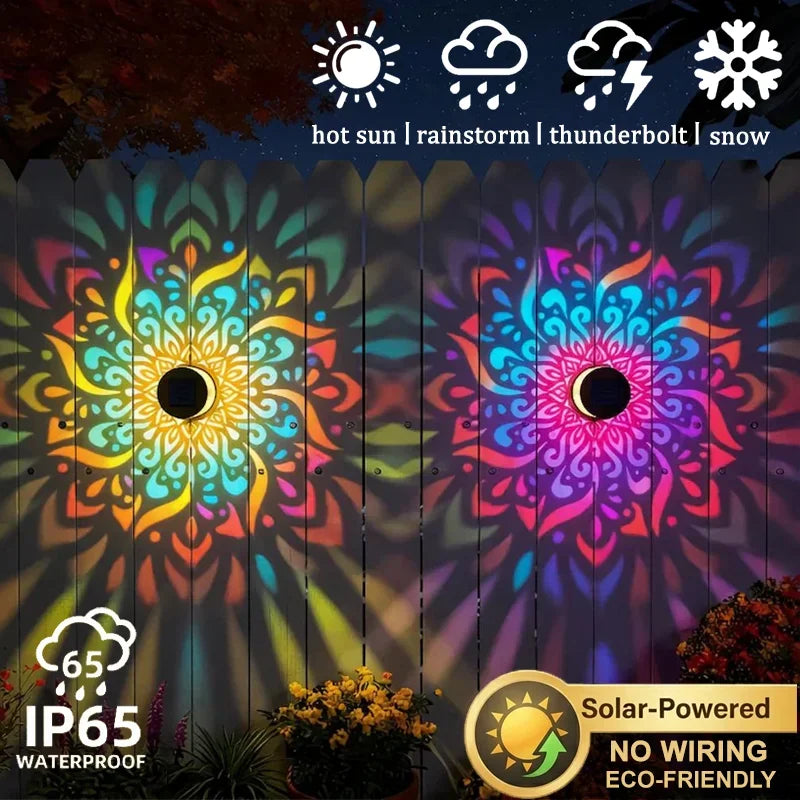 lampe solaire moderne mandala noir doré ornementale extérieure led ip65