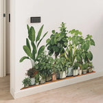 sticker mural plantes pots feuilles diverses moderne minimalisteintérieur décoration vert marron beige blanc