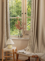 rideaux polyester floral classique opaques anneaux métalliques beiges motifs chambre moderne