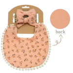 bavoirs bébé fleurs pompons élastiques doux vintage blanc rose jaune bleu gris
