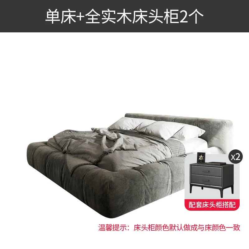 lit moderne velours gris chambre coucher bois minimaliste italien 1800mm