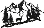 décoration murale silhouette animaux cerf arbre montagne noire moderne minimaliste artística maison