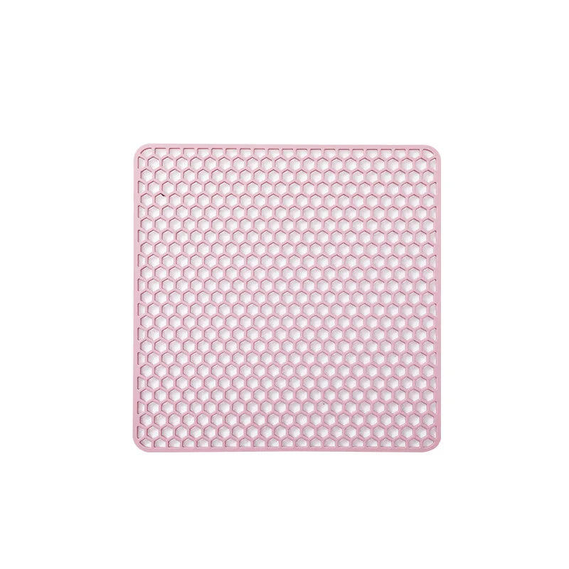 tapis silicone moderne violet jaune noir hexagonal drainage rapide cuisine vaisselle verre