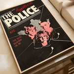 affiche vintage rock groupe police noir blanc bleu jaune salon chambre kawaii déco