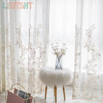 rideau blanc brodé fleurs transparent moderne chambre salon hospitalière