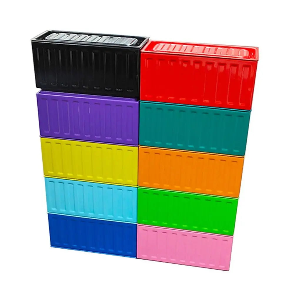 boîte rangement couleur noir rouge bleu foncé rose jaune vert foncé violet clair orange