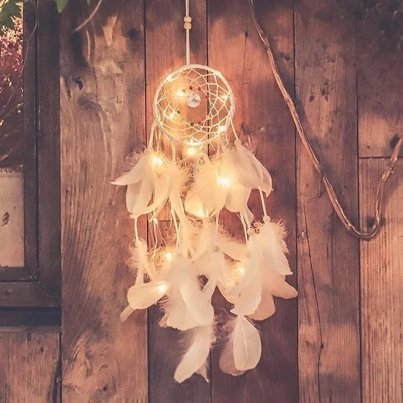 Attrape rêves lumineux multicolores plumes décoration chambre Boho chic éviter maux cadeau original