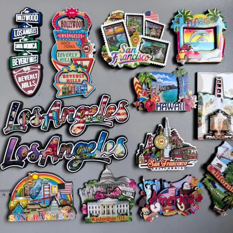 aimant réfrigérateur décoration voyage monuments américains villes californie souvenir magnetique pvc souple graphique