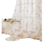 rideaux décoratifs floral blanc rose vert bleu polyester translucides tringle